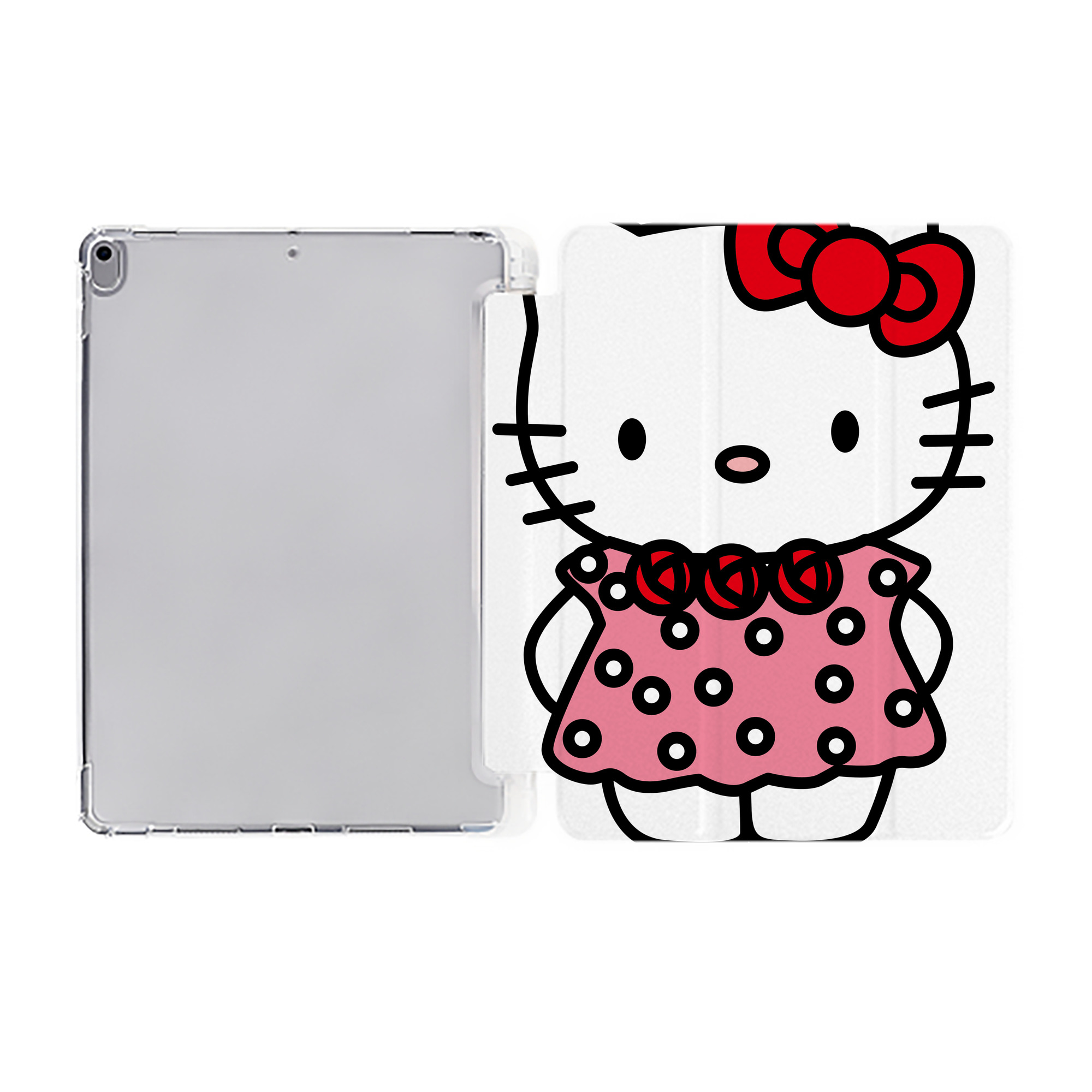 （画像用） Hello Kitty ハローキティ IPad ケース ペン収納付き 三つ折りスタンド PUレザー×シリコン 対応機種9.5/10.5/10.9インチ
